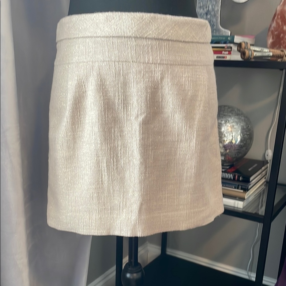 J Crew Shimmering Beige Mini Skirt